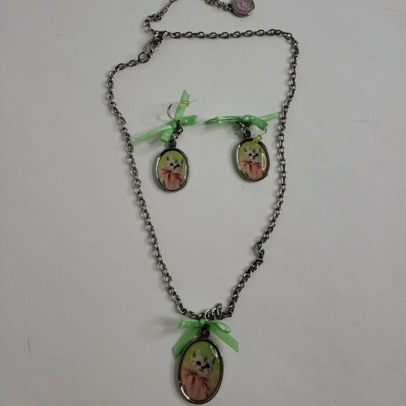 Studio Pets by Myrna Cat Necklace Earrings Set - Picture 1 of 8